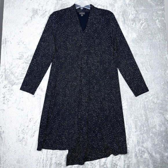 J Jill Dress Womens Large Black White Polka Dot Wearever Collection Shift Preppy - Picture 2 of 7